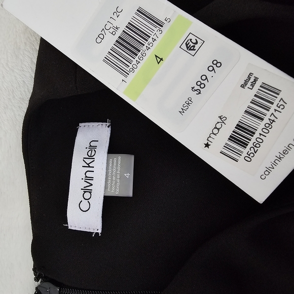 NWT Calvin Klein Black Sleeveless A-Line Mesh Hem Dress Size 4 New with tags. - Picture 6 of 7